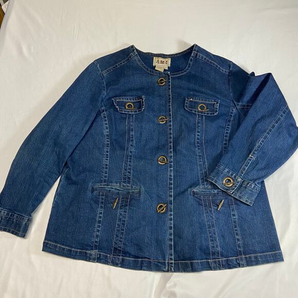 AMX Jacket Denim Blue Jean Gromet 2X Vintage? ark Wash - Picture 1 of 14